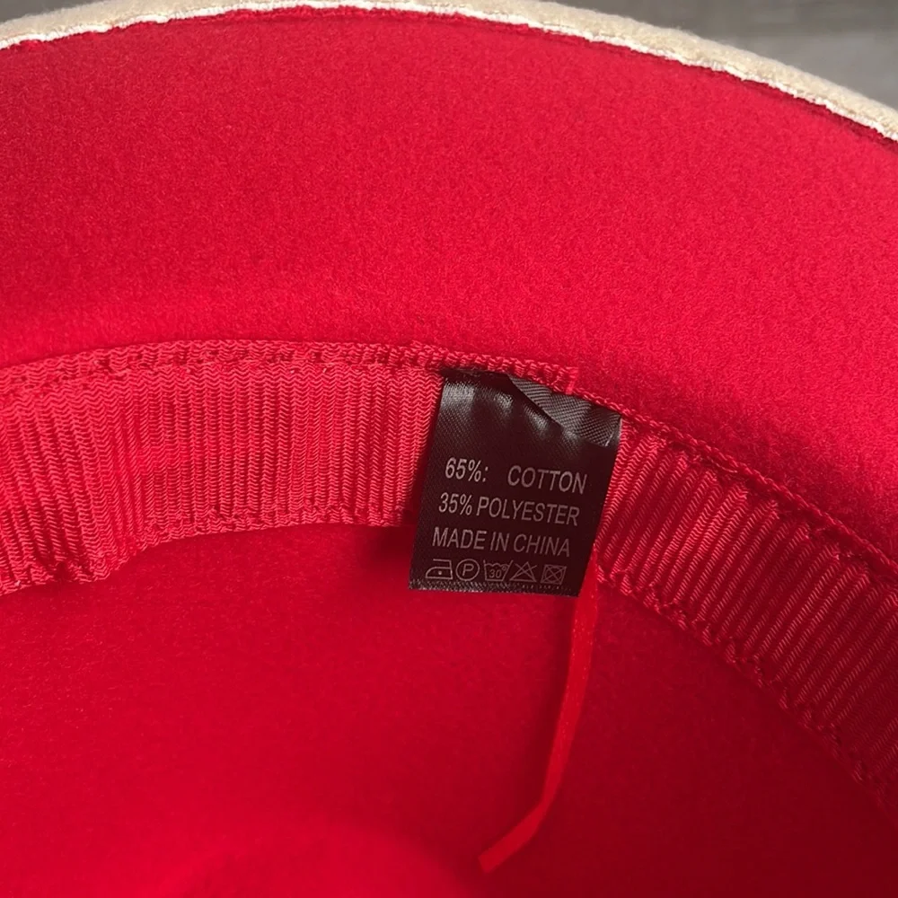 Vegan Fedora Vegan Firm Wide Brim Bicolor Tan Cream Red Vegan Wool Hat